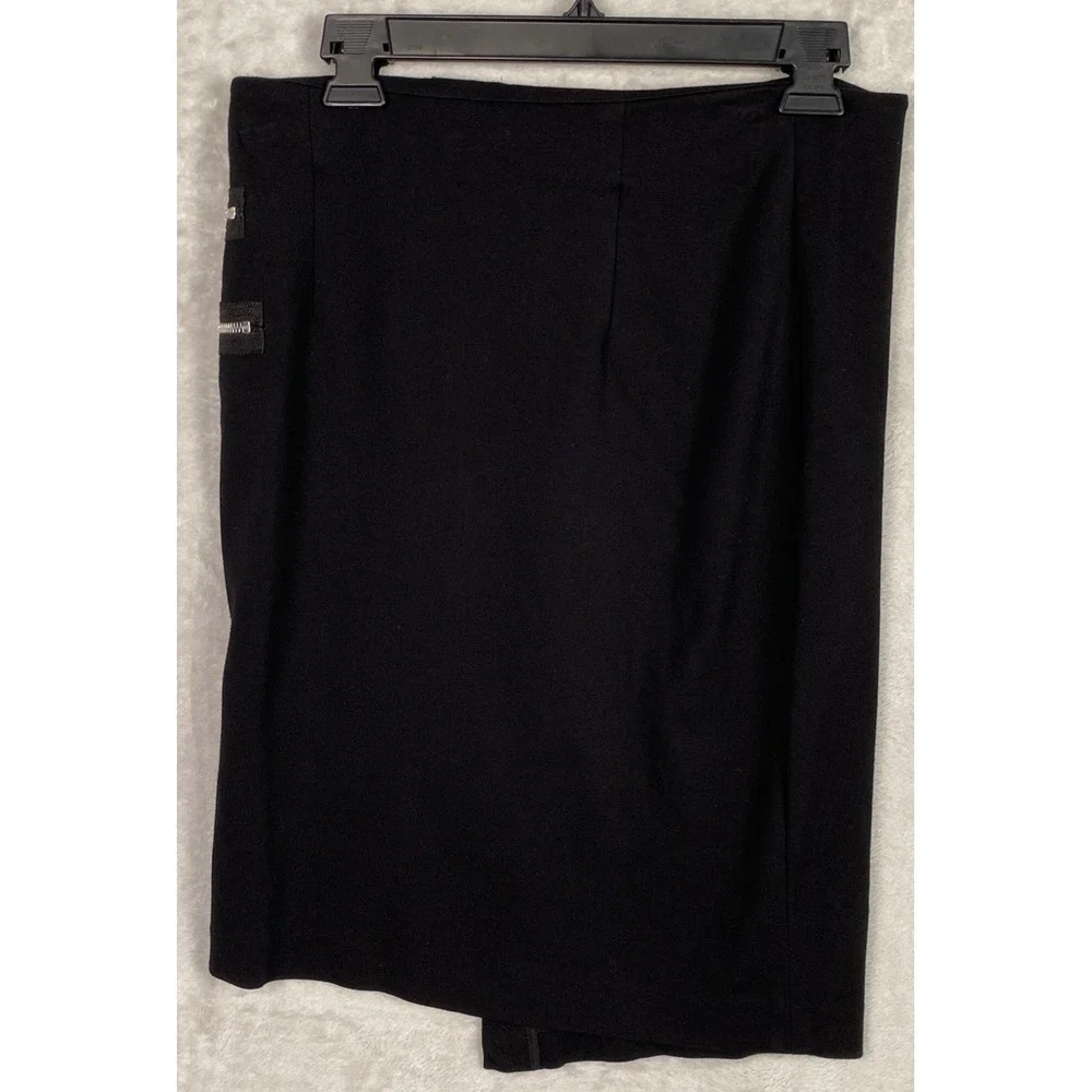 Womens Black Skirt Asymmetrical Hem Zippers 6 Goth Grunge‎ Vampire Rocker Metal